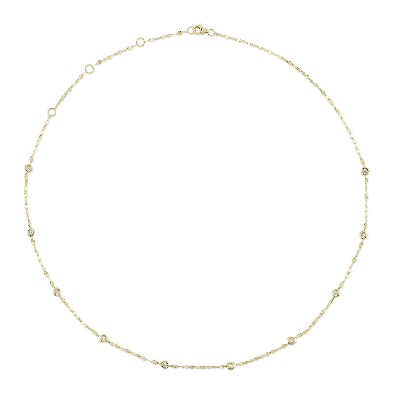 Diamond Bezel & Sparkle Chain Necklace in 14k Yellow Gold image number null